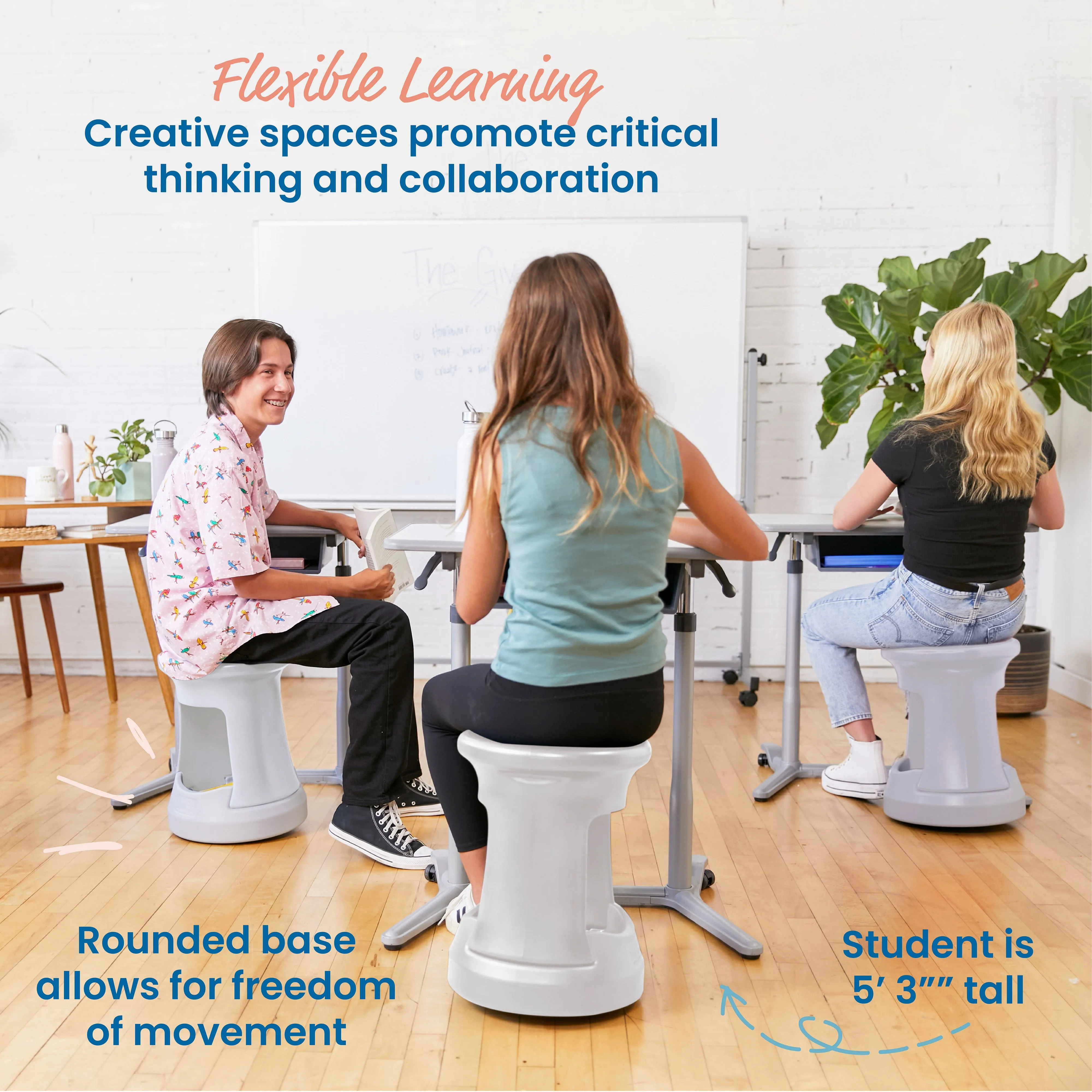 Storage Wobble Stool, Active Learning Chair, Flexible Seating, 18in Seat Height