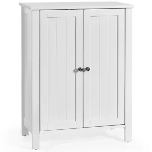 Tangkula Bathroom Floor Cabinet, Free Standing 3 Tier Storage Cabinet with Double Door & Adjustable Shelf, 23.5 x 12 x 31.5 Inches