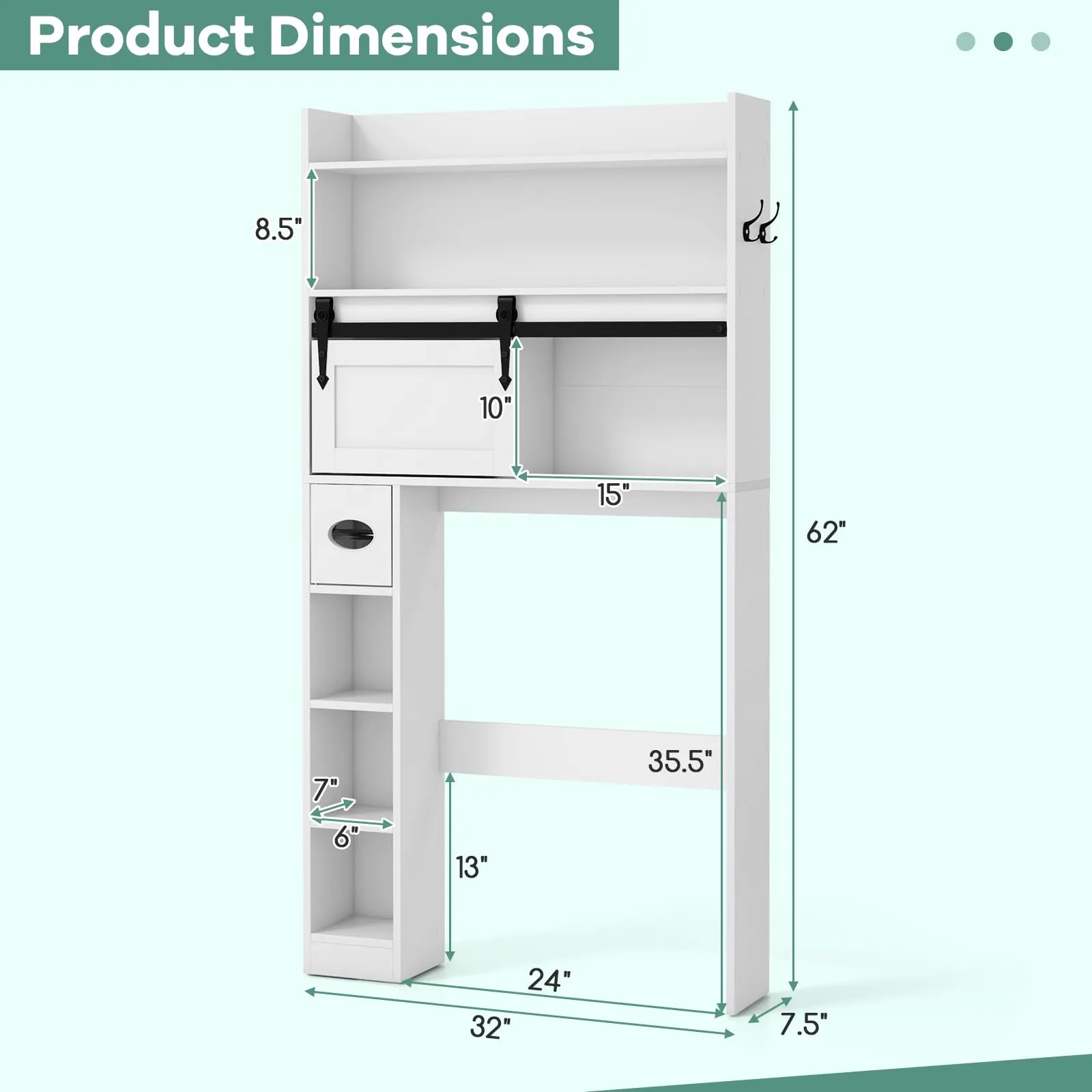 Tangkula Over The Toilet Storage Cabinet, Farmhouse Freestanding Above Toilet Rack w/Sliding Barn Door