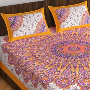 The Hobby Bounty THB 110TC Sanganeri Printed Double Bed Bedsheet,100% Pure Cotton Bedsheet for Double Bed with 2 Pillow Covers, 90x100 inch | Bed123