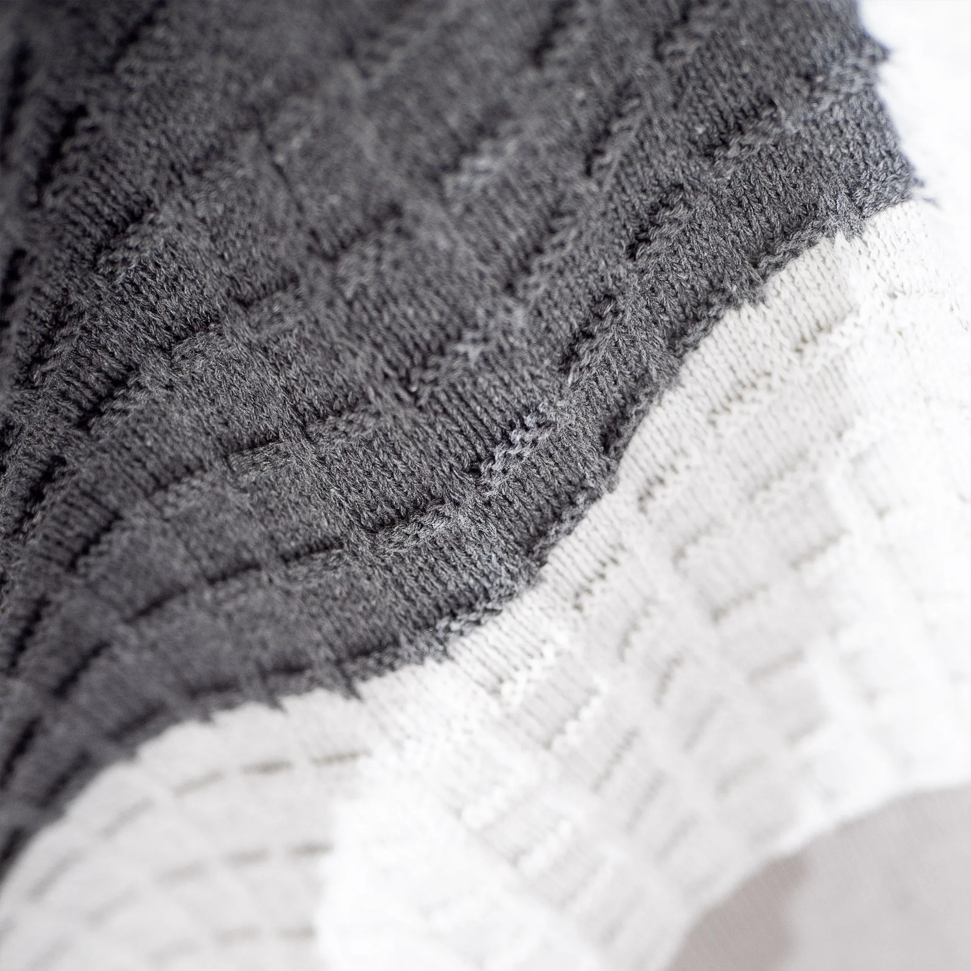 Throw / Blanket - Knitted Colourblock Grey