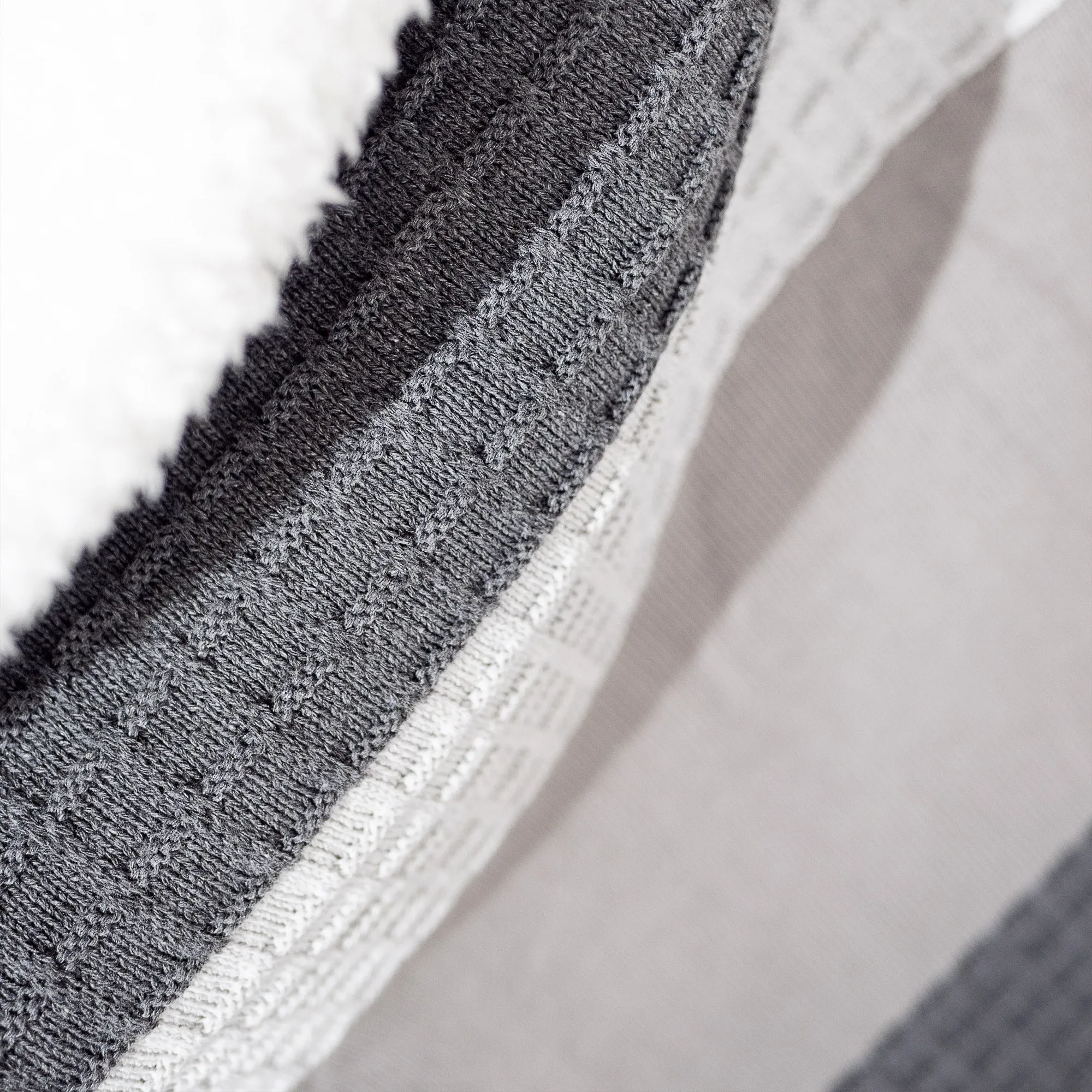 Throw / Blanket - Knitted Colourblock Grey