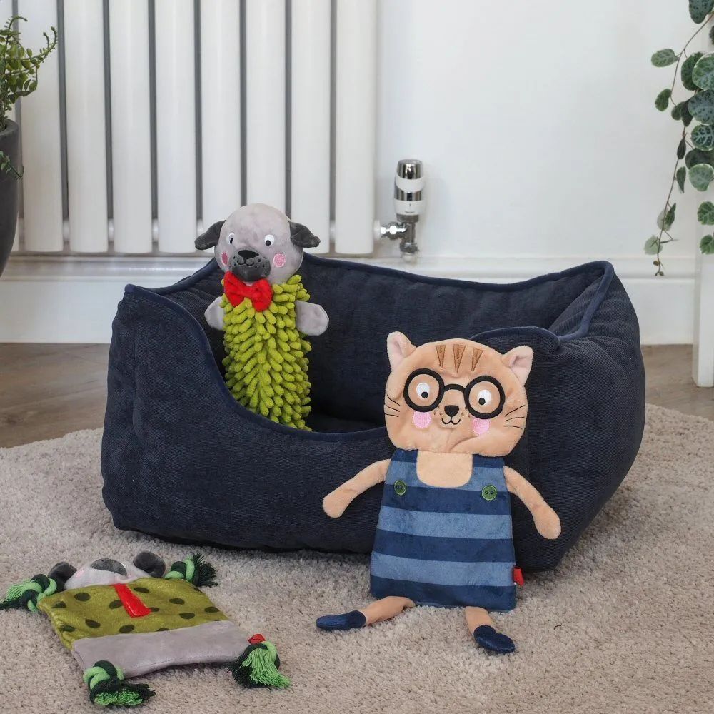 Zoon 80cm Large Navy TuffEarth Recycled Chenille Square Pet Bed